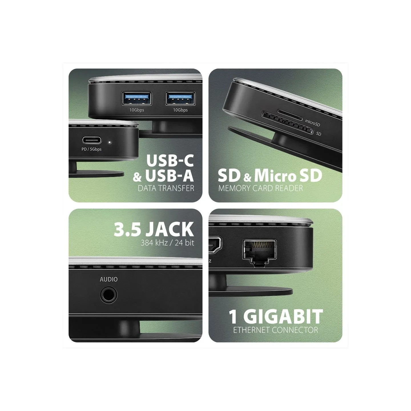 Axagon HMC-UFO USB hub 9in1 10Gbps HDMI M.2 NVMe LA