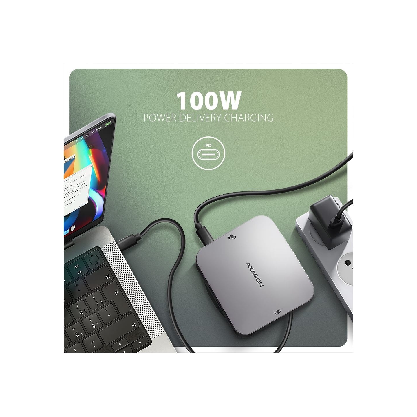Axagon HMC-UFO USB 10Gbps hub, 2x USB-A, USB-C, HDMI 4k/60, RJ-45, M.2, SD/mSD, audio, PD