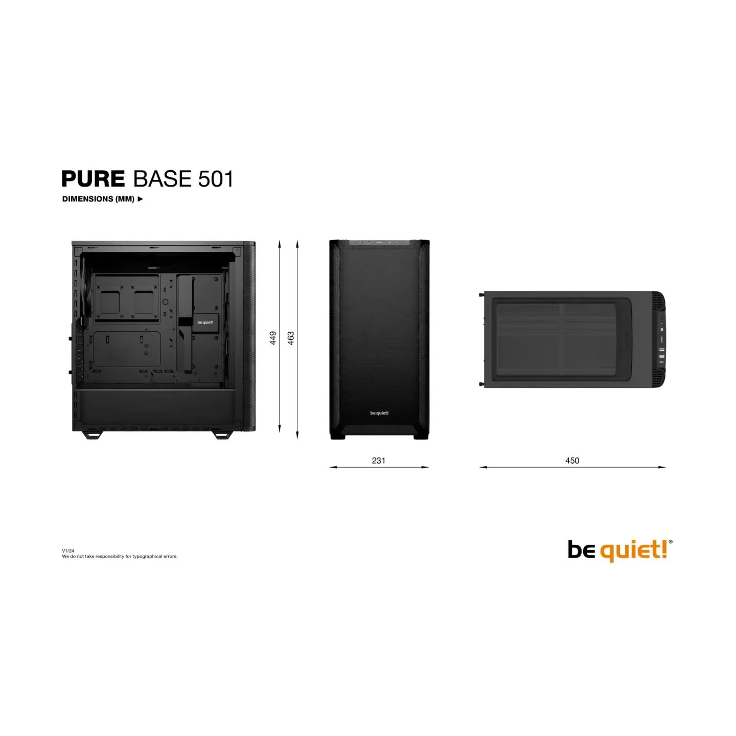 Be Quiet Case|BE QUIET|PURE BASE 501|MidiTower|ATX|MicroATX|MiniITX|Colour Black|BG073