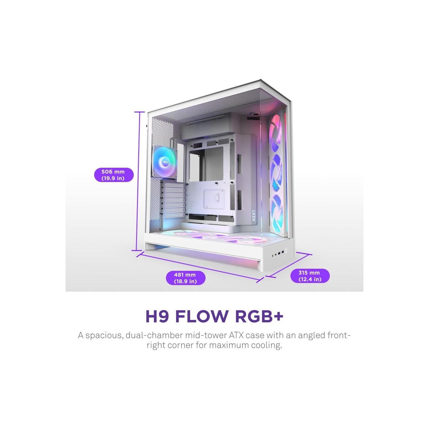 Nzxt PC case H9 Flow RGB 2025 white