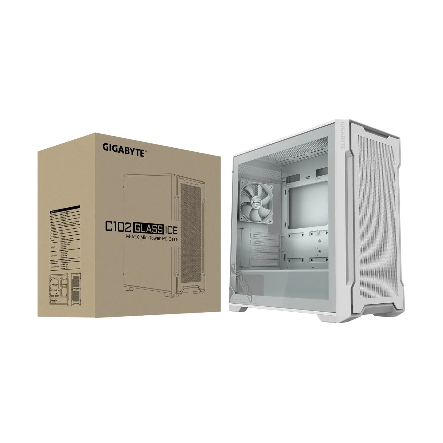 Gigabyte Case|GIGABYTE|GB-C102GI|MidiTower|Case product features Transparent panel|Not included|MicroATX|MiniITX|Colour White|C1