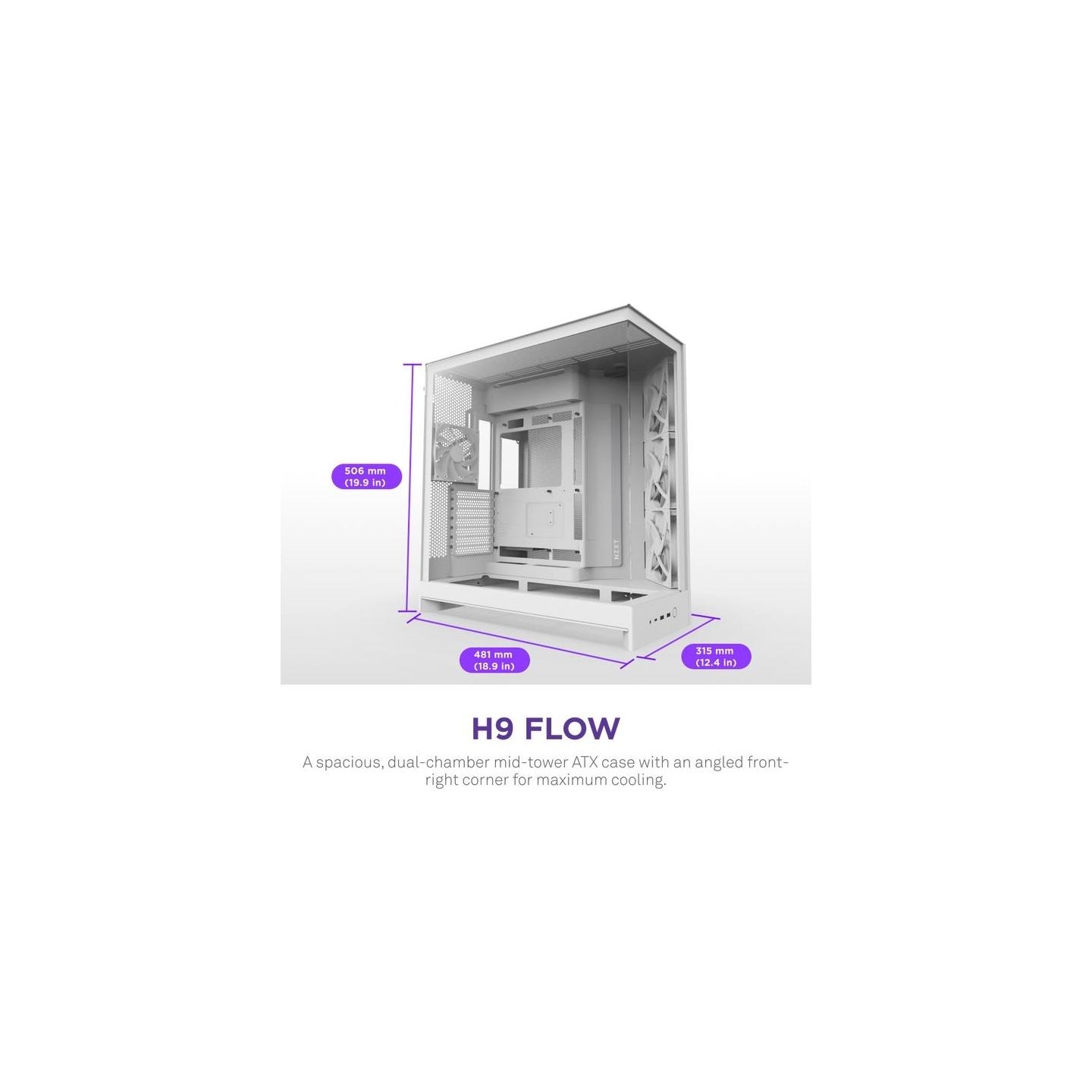 Nzxt PC case H9 Flow 2025 white