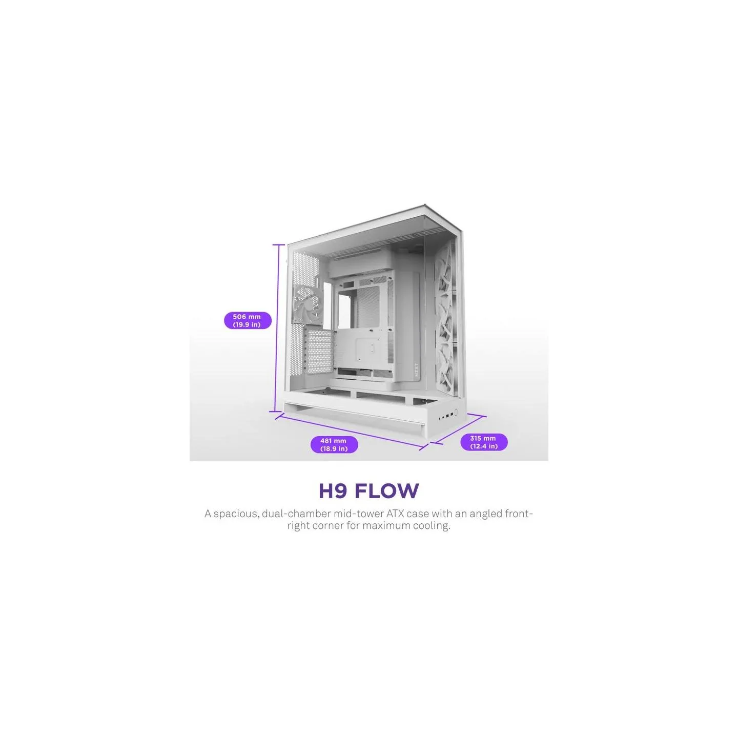 Nzxt PC case H9 Flow 2025 white