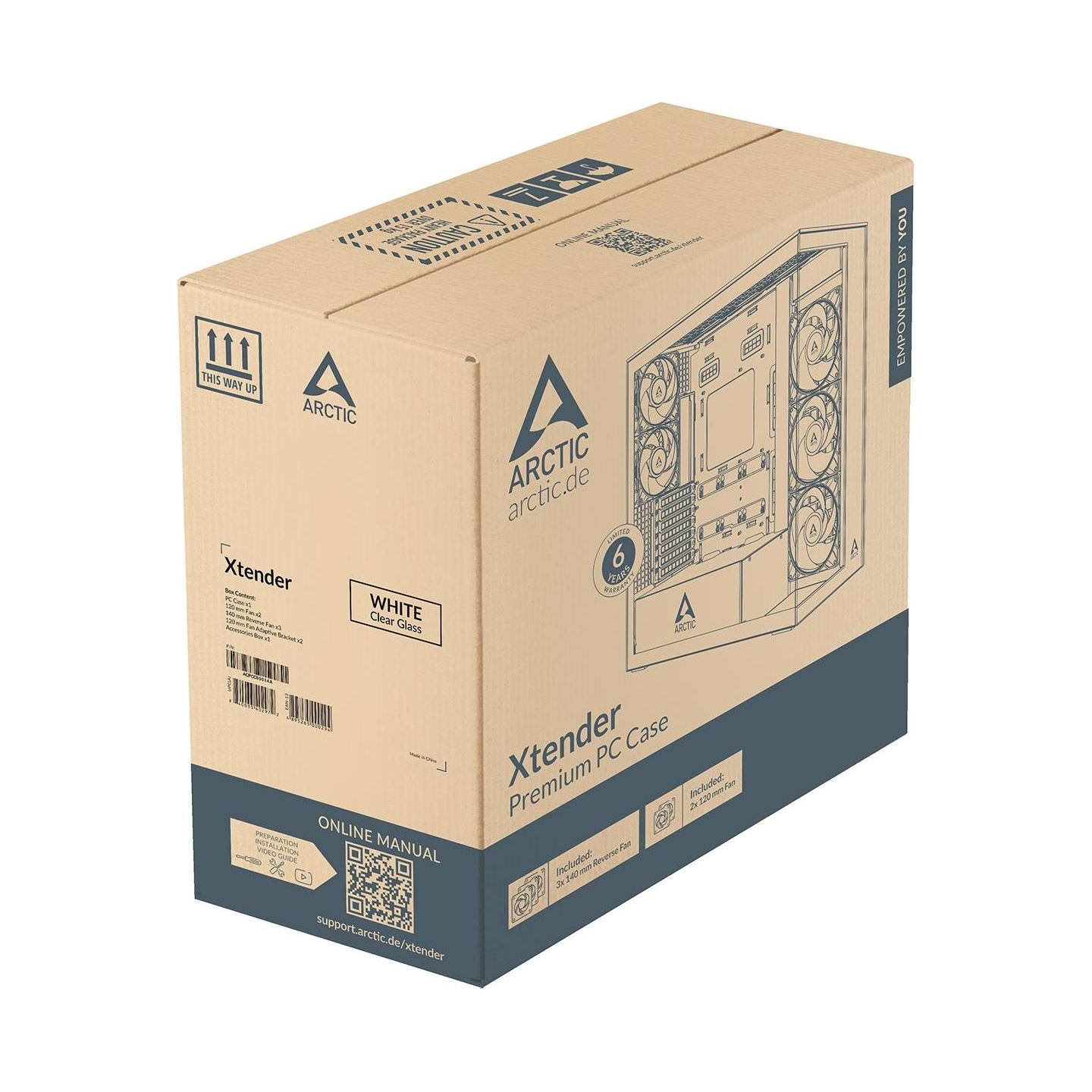 Arctic Case|ARCTIC|Xtender VG (White)|Case product features Transparent panel|Not included|Colour White|ACPCC00017A