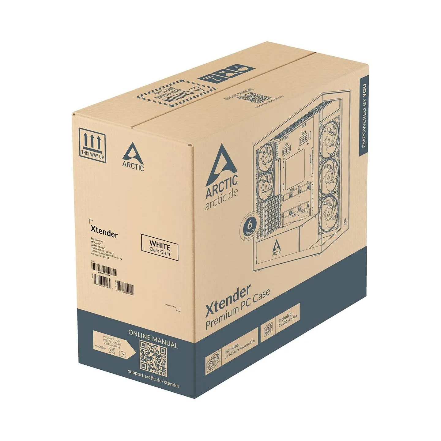 Arctic Case|ARCTIC|Xtender VG (White)|Case product features Transparent panel|Not included|Colour White|ACPCC00017A