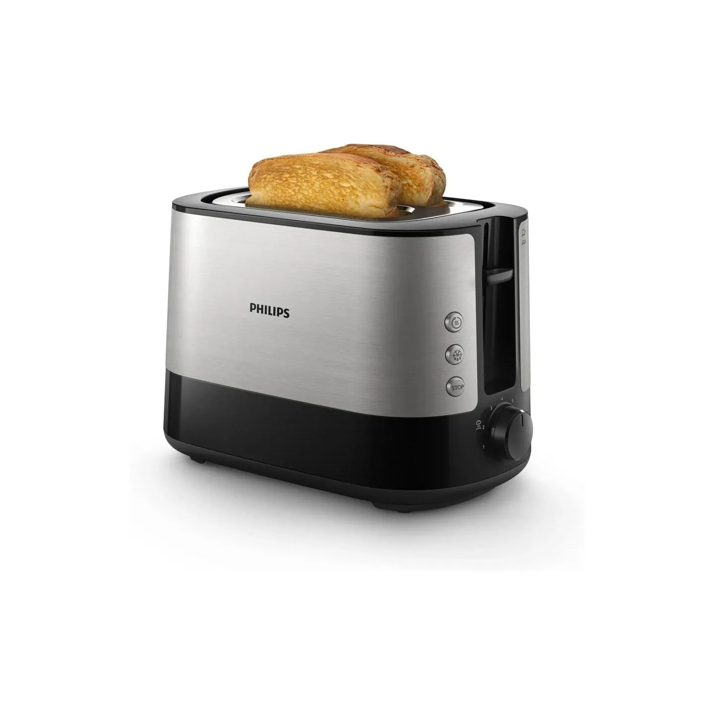 Philips Viva Collection Toaster HD2637/90 Extra wide 2 slots toaster Built in bun warmer Black / HD2637/90