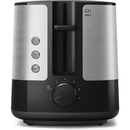Philips Viva Collection Toaster HD2637/90 Extra wide 2 slots toaster Built in bun warmer Black / HD2637/90