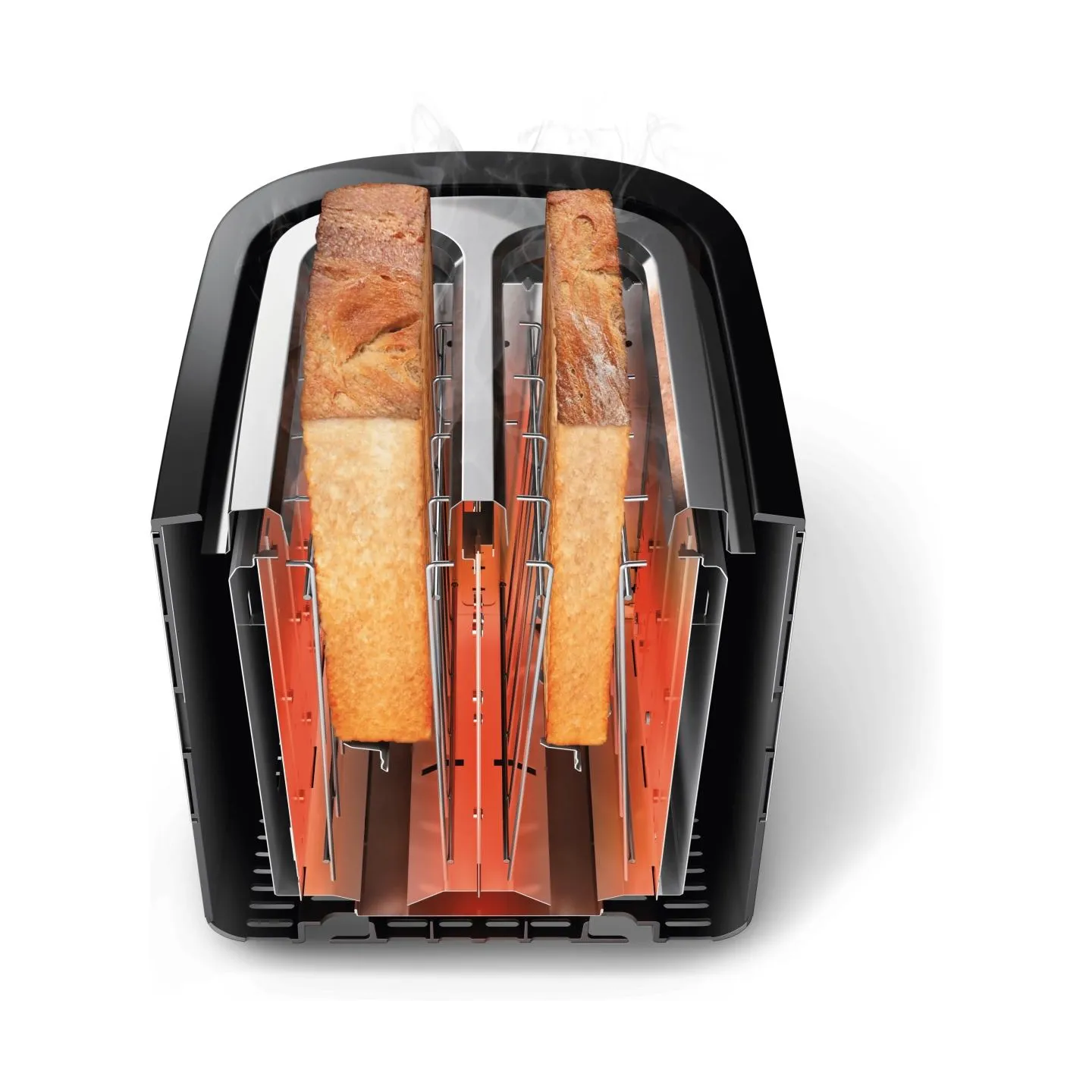 Philips Viva Collection Toaster HD2637/90 Extra wide 2 slots toaster Built in bun warmer Black / HD2637/90