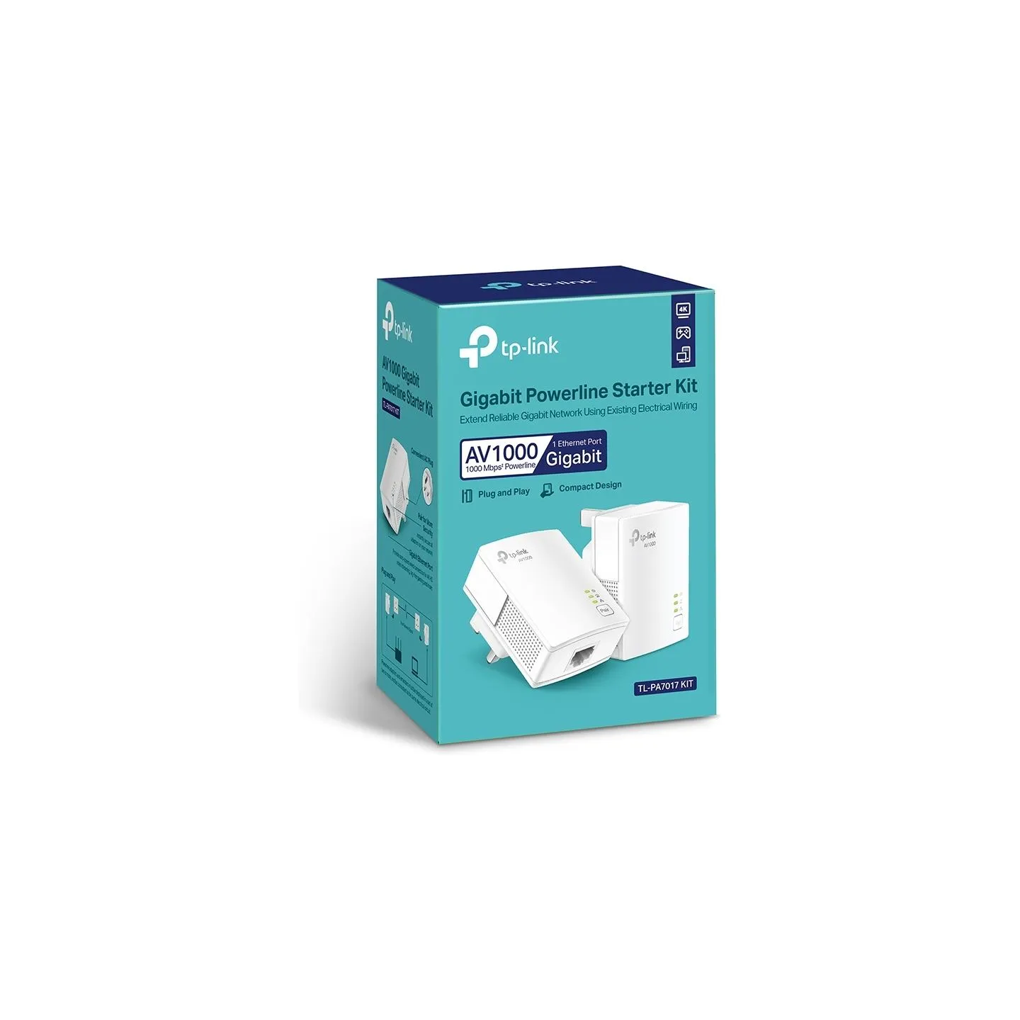 Tp-Link | Gigabit Powerline Starter Kit | TL-PA7017 KIT | 10/100/1000 Mbit/s | Ethernet LAN (RJ-45) ports 1 | No Wi-Fi | Data tr