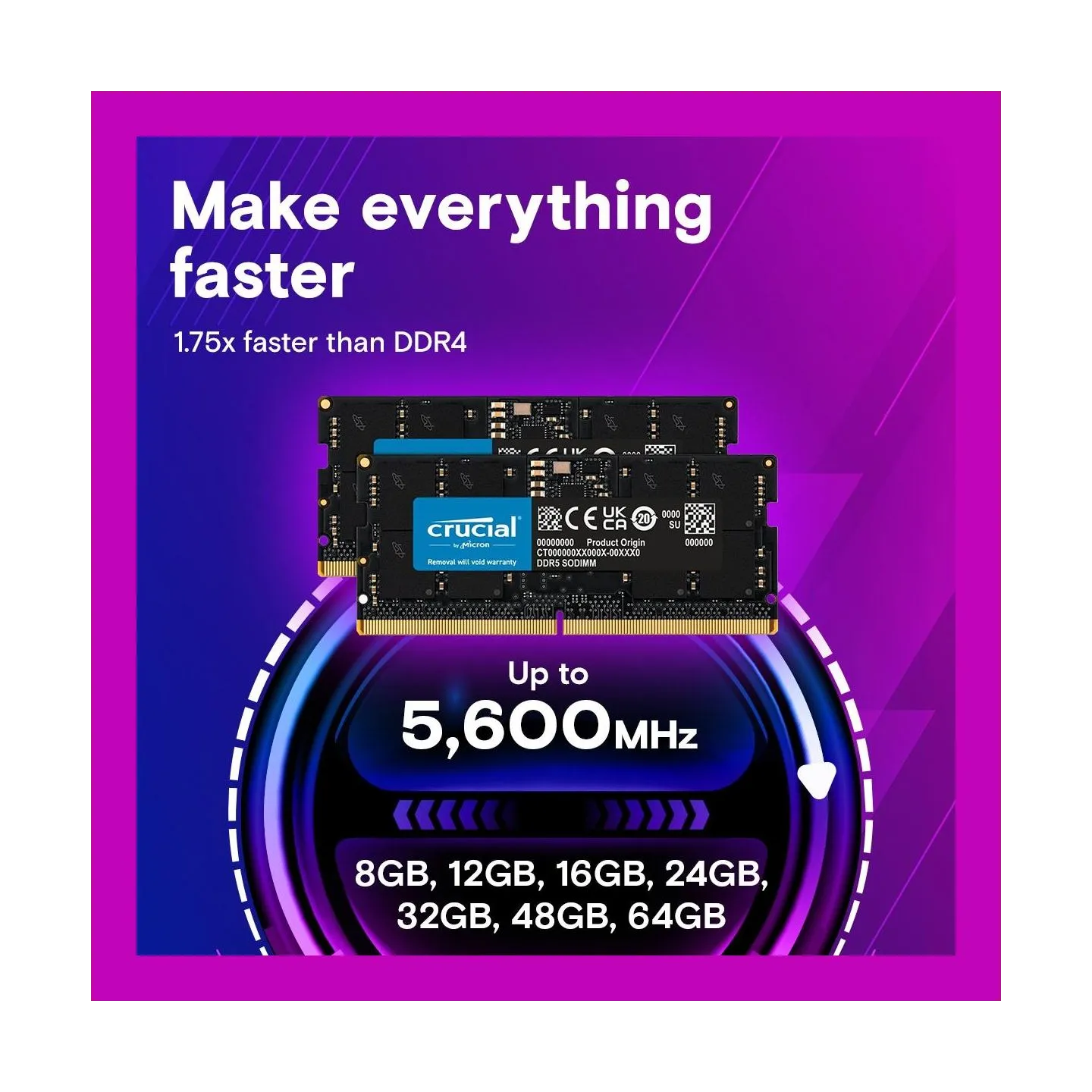 Crucial NB MEMORY 128GB DDR5-5600/SO KIT2 CT2K64G56C46S5 CRUCIAL