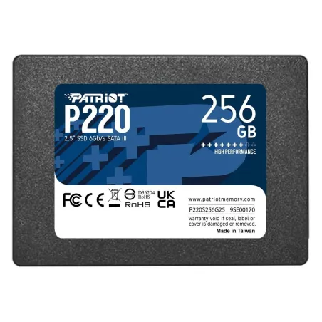 Patriot SSD|PATRIOT|P220|256GB|SATA|Write speed 490 MBytes/sec|Read speed 550 MBytes/sec|2,5"|TBW 120 TB|P220S256G25