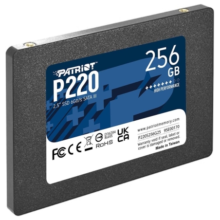 Patriot SSD|PATRIOT|P220|256GB|SATA|Write speed 490 MBytes/sec|Read speed 550 MBytes/sec|2,5"|TBW 120 TB|P220S256G25