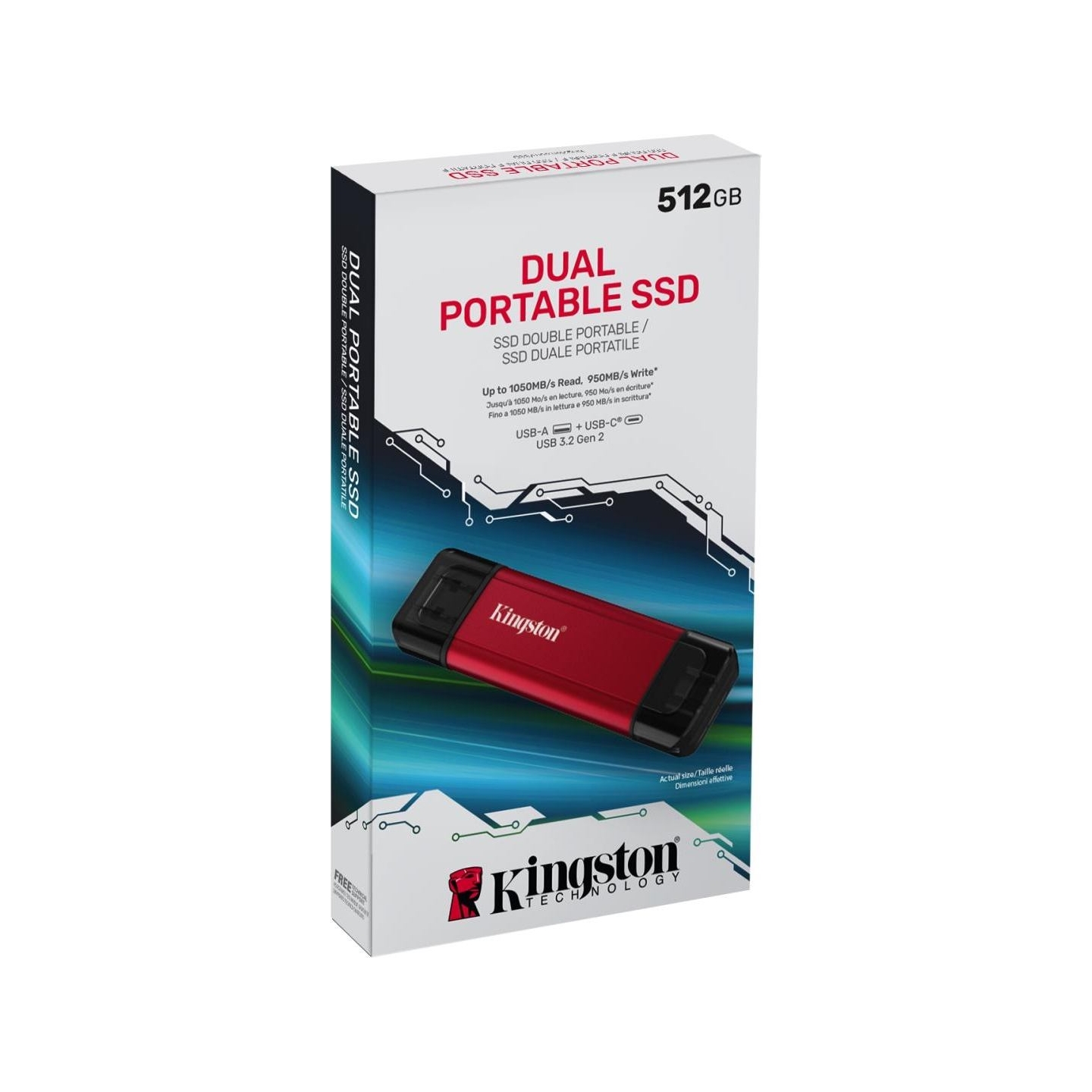 Kingston 512GB Dual USB-A/C Portable SSD