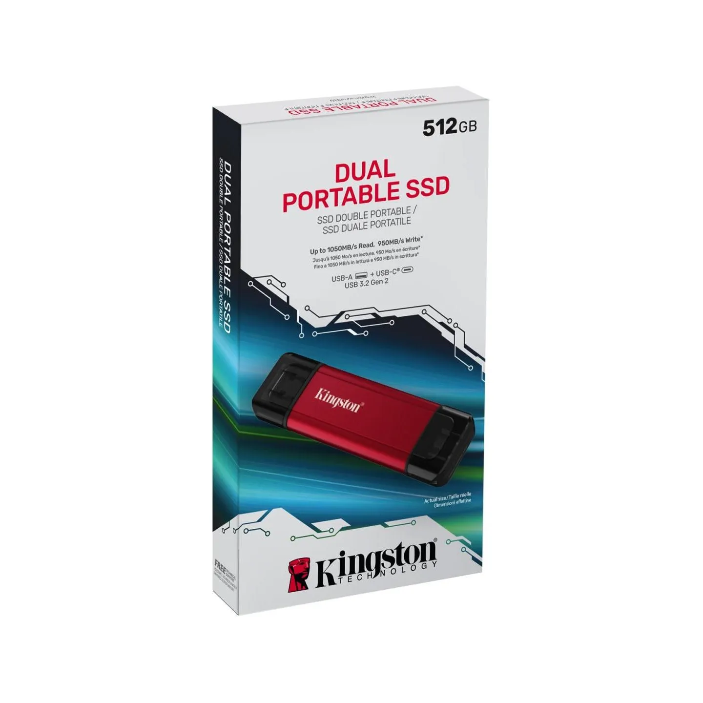 Kingston 512GB Dual USB-A/C Portable SSD