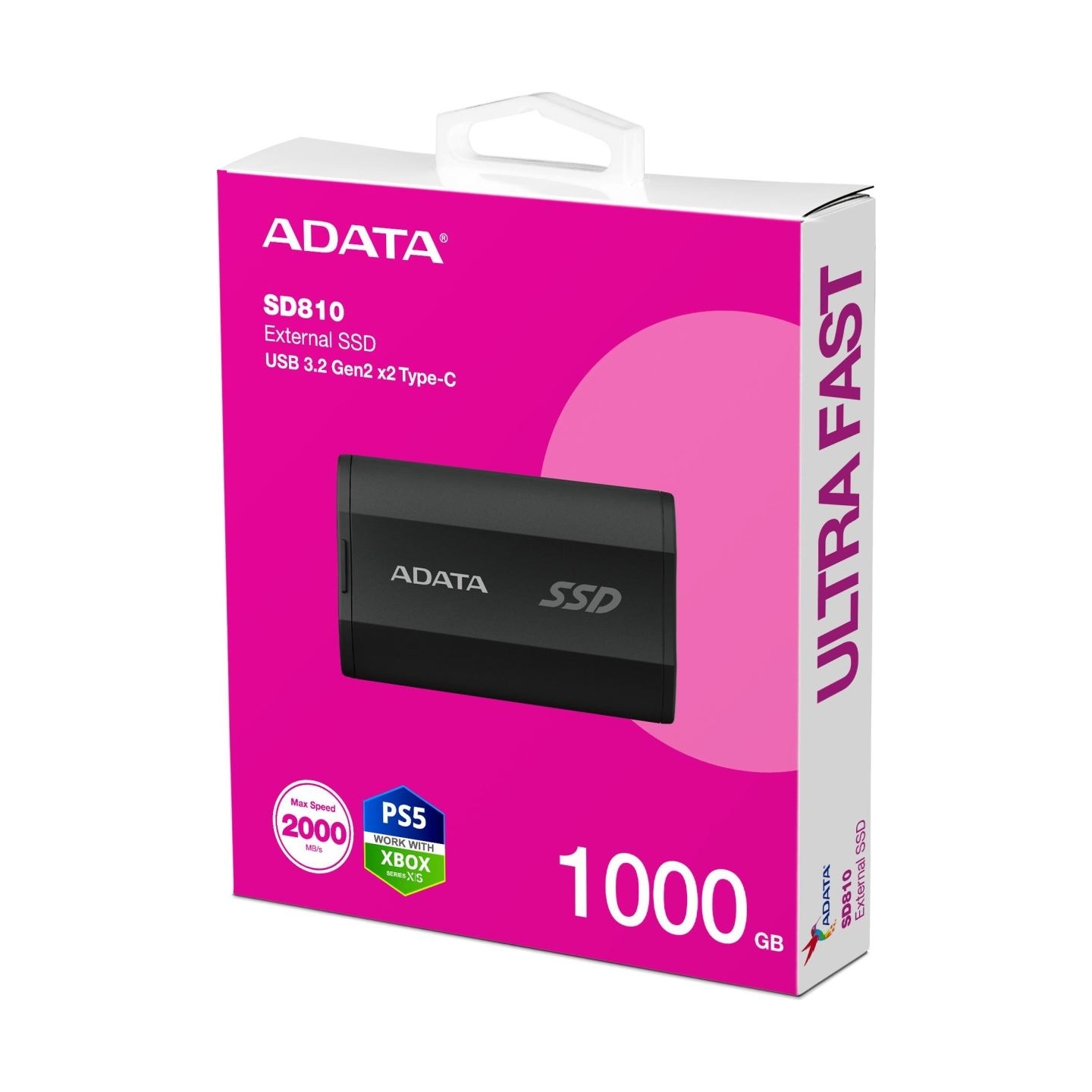 A-Data External SSD|ADATA|SD810|1TB|USB-C|Write speed 2000 MBytes/sec|Read speed 2000 MBytes/sec|SD810-1000G-CBK