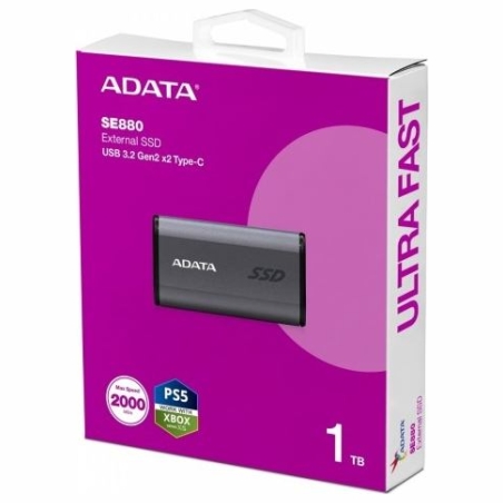 A-Data External SSD|ADATA|SE880|1TB|USB-C|Write speed 2000 MBytes/sec|Read speed 2000 MBytes/sec|AELI-SE880-1TCGY