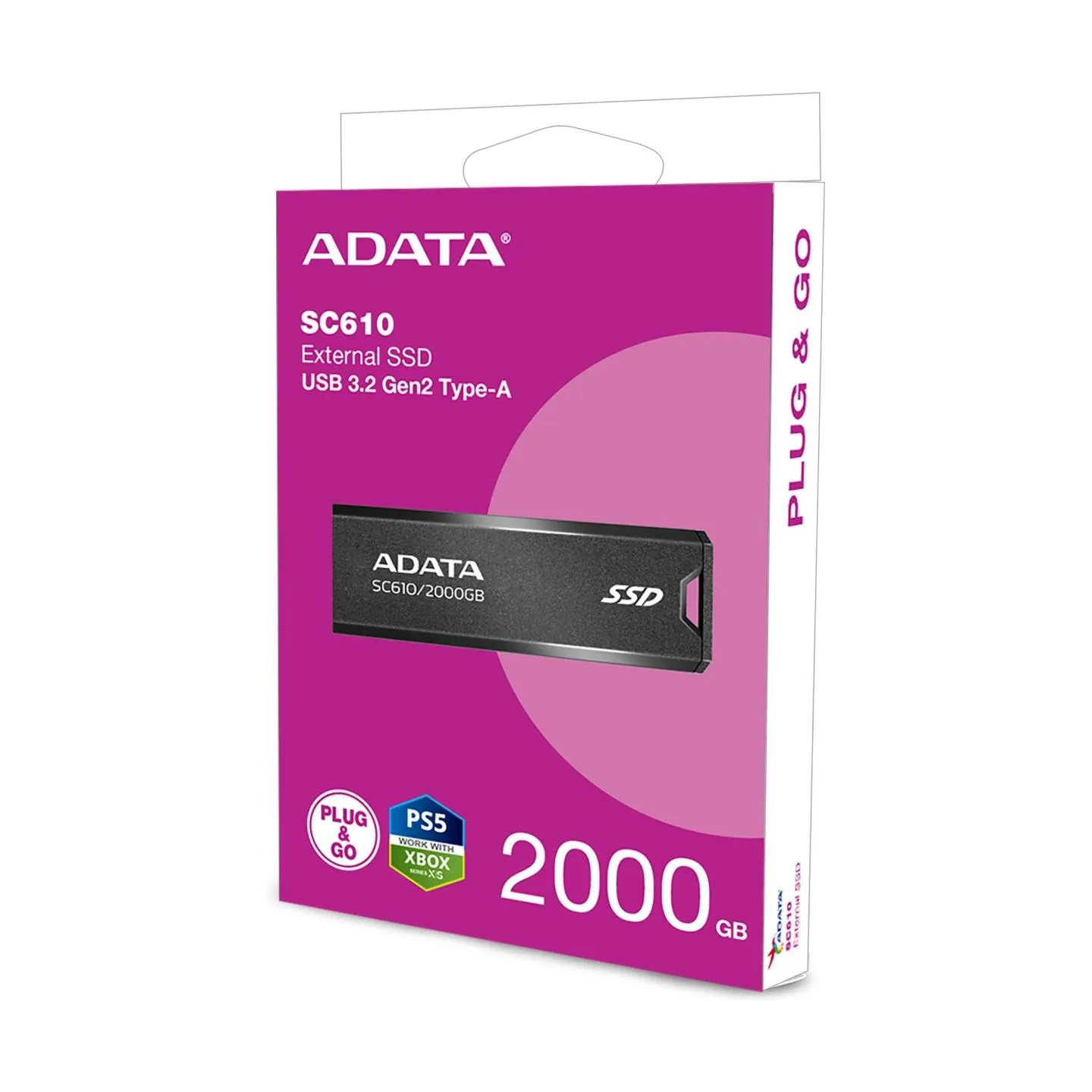 A-Data SSD External SC610 2000 GB USB3.2A Gen2 Black