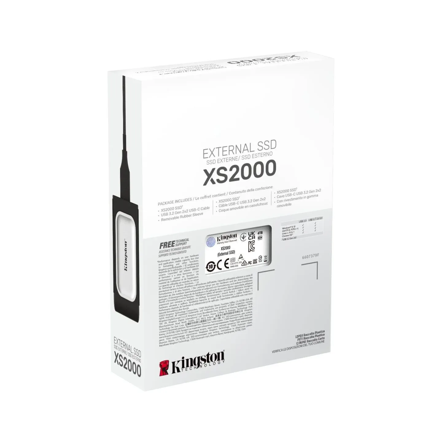 Kingston External SSD|KINGSTON|XS2000|4TB|USB 3.2|Write speed 2000 MBytes/sec|Read speed 2000 MBytes/sec|SXS2000/4000G