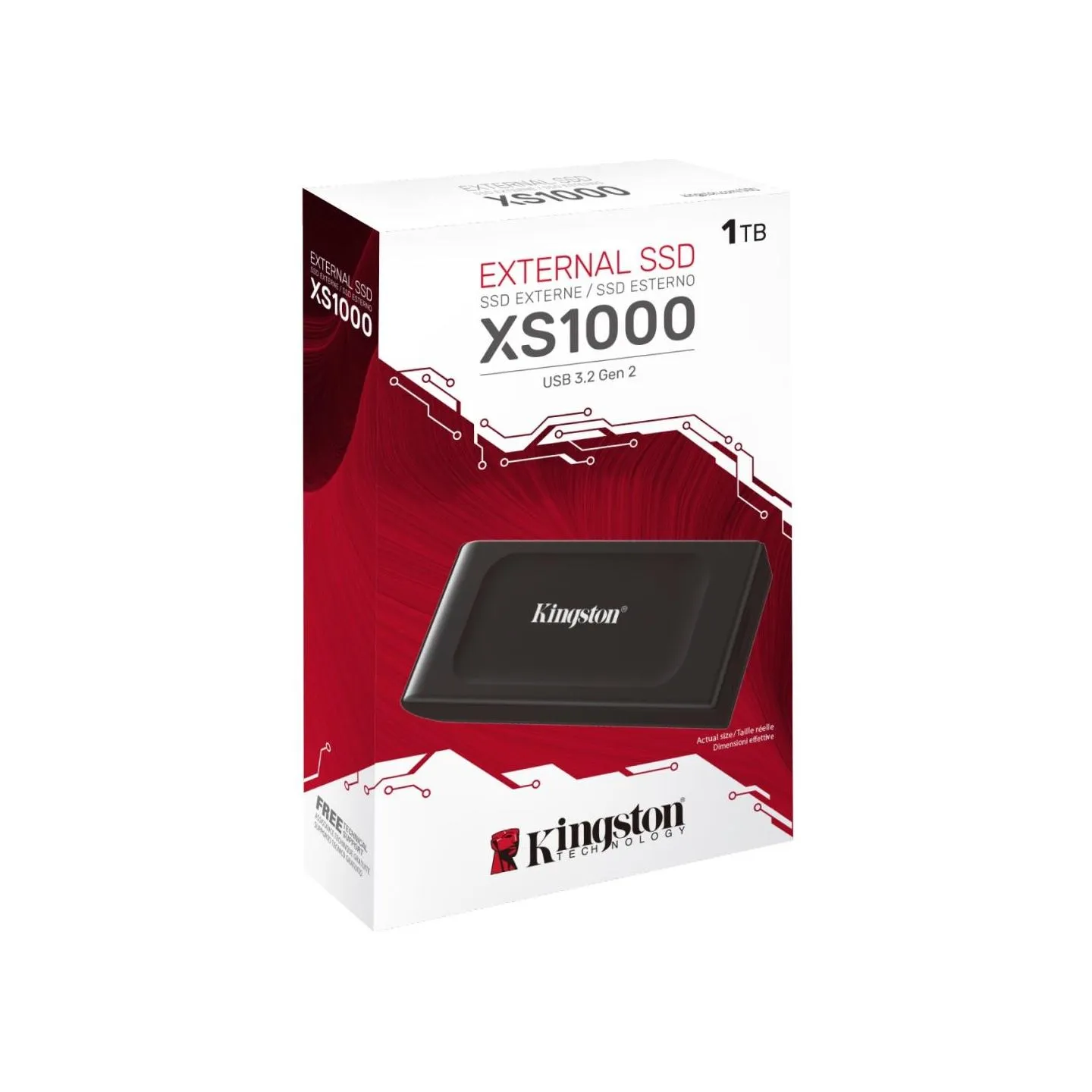 Kingston External SSD|KINGSTON|XS1000|1TB|USB 3.2|Write speed 1000 MBytes/sec|Read speed 1050 MBytes/sec|SXS1000/1000G