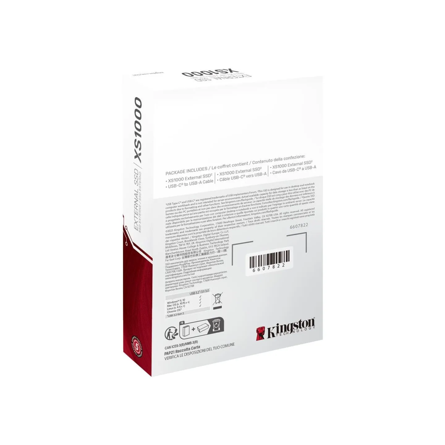 Kingston External SSD|KINGSTON|XS1000|1TB|USB 3.2|Write speed 1000 MBytes/sec|Read speed 1050 MBytes/sec|SXS1000/1000G