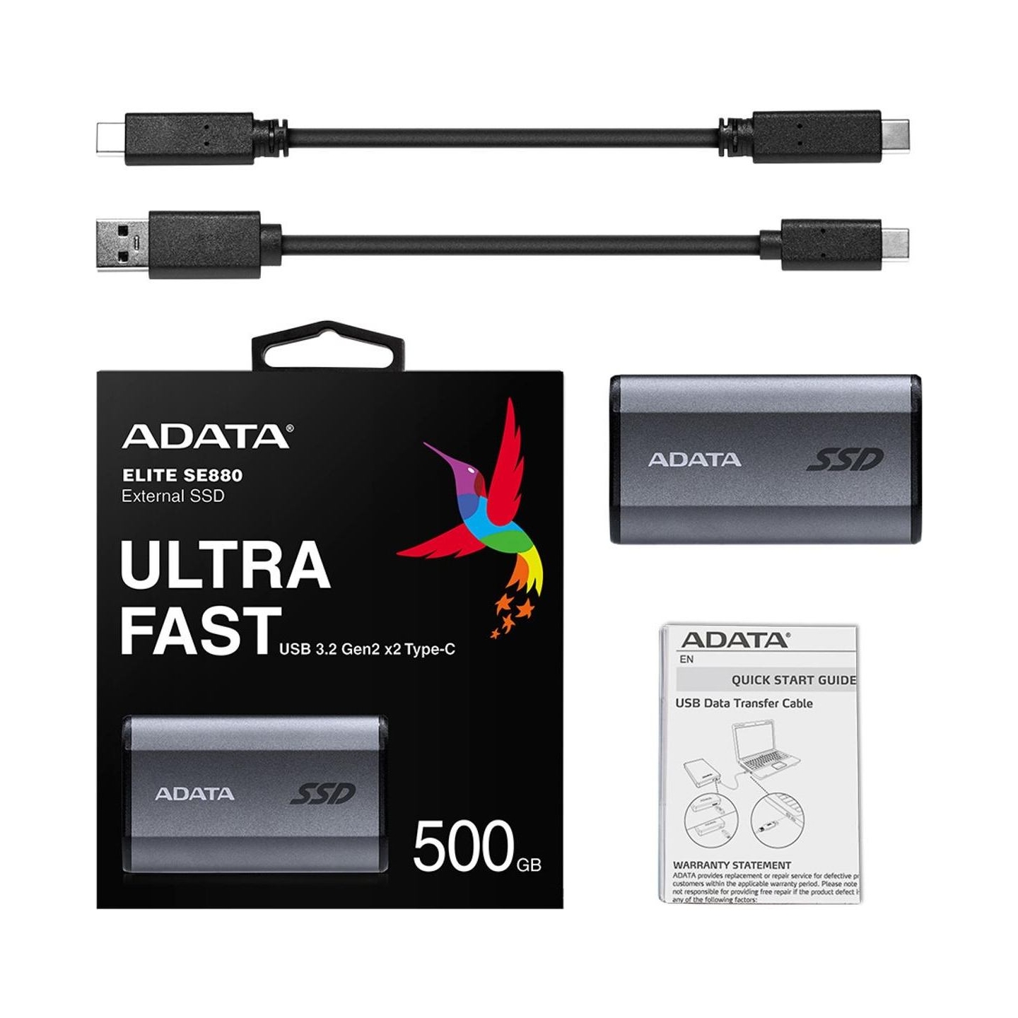 A-Data External SSD|ADATA|SE880|500GB|USB-C|Write speed 2000 MBytes/sec|Read speed 2000 MBytes/sec|AELI-SE880-500GCGY