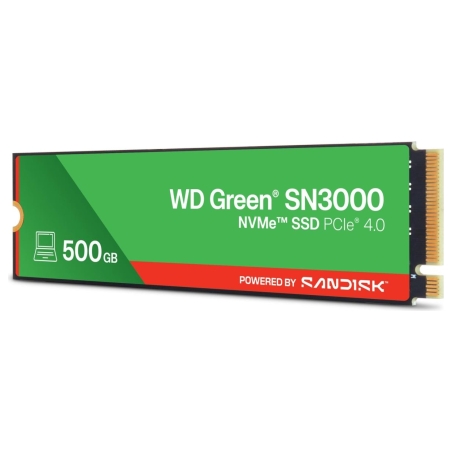 Sandisk SSD|SANDISK|150xTBW rating|MTBF 1.75 h|NVMe Yes|PCI Express 4.0|M.2|500 GB|POWERED BY SANDISK|Green|WDS500G4G0E