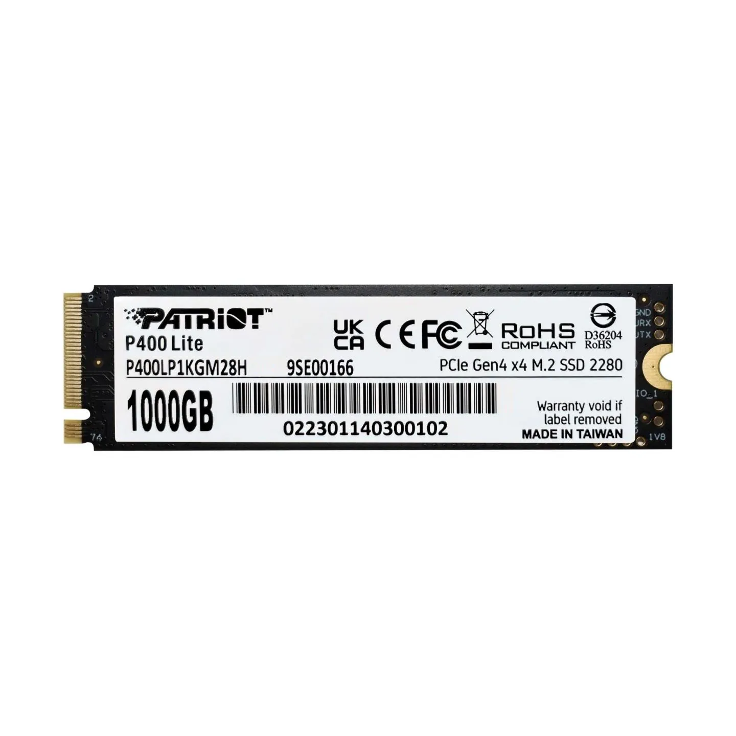 Patriot SSD|PATRIOT|P400 Lite|1TB|M.2|PCIE|NVMe|Write speed 2700 MBytes/sec|Read speed 3500 MBytes/sec|3.8mm|P400LP1KGM28H