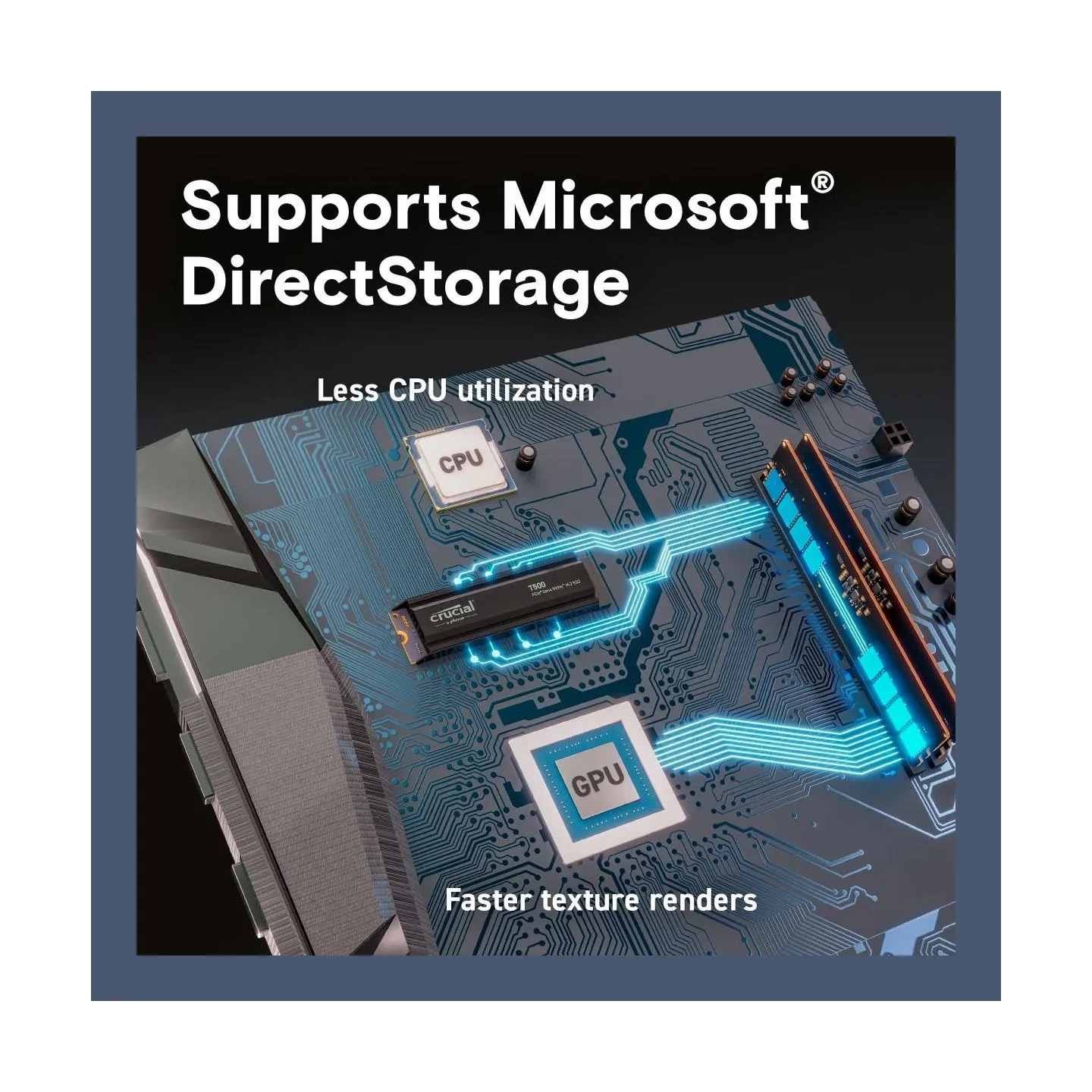 Crucial SSD|CRUCIAL|T500|1TB|M.2|PCIe Gen4|NVMe|3D NAND|Write speed 6800 MBytes/sec|Read speed 7300 MBytes/sec|TBW 600 TB|CT1000