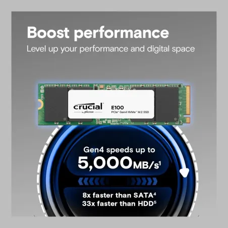 Crucial SSD|CRUCIAL|100xTBW rating|NVMe Yes|PCI Express 4.0|M.2|2000 GB|E100|CT2000E100SSD8