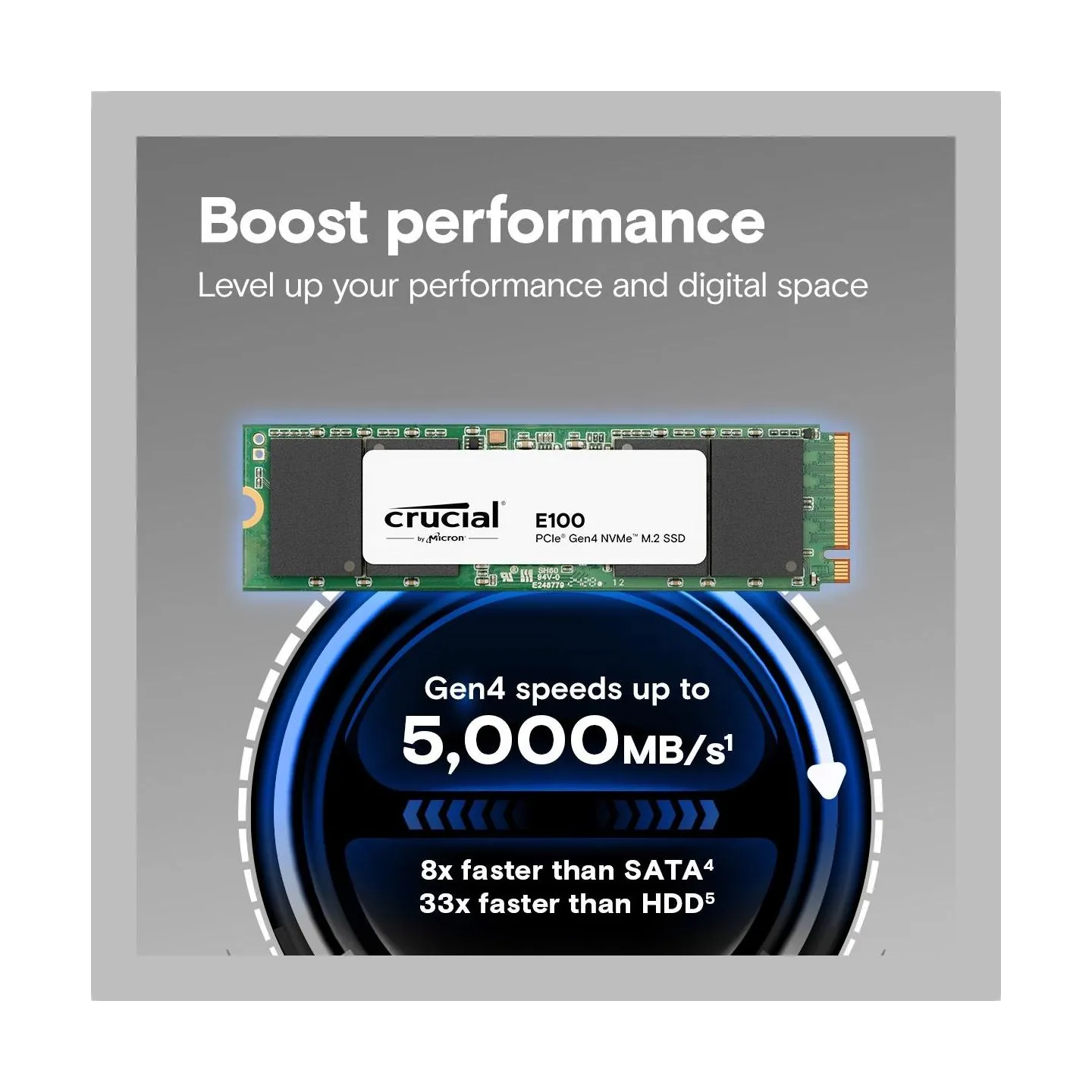 Crucial SSD|CRUCIAL|100xTBW rating|NVMe Yes|PCI Express 4.0|M.2|2000 GB|E100|CT2000E100SSD8