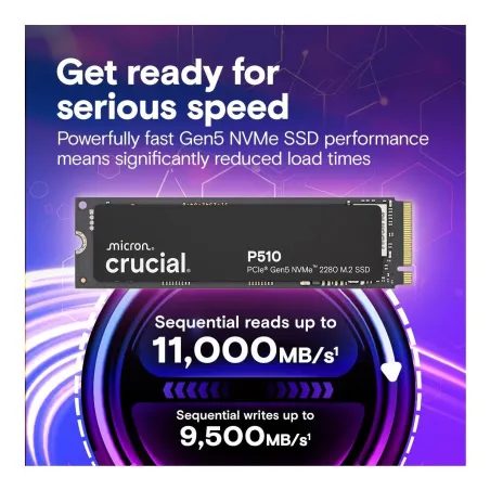 Crucial SSD|CRUCIAL|P510|2TB|M.2|PCIe Gen5|NVMe|TLC|Write speed 8700 MBytes/sec|Read speed 10000 MBytes/sec|TBW 1200 TB|CT2000P5