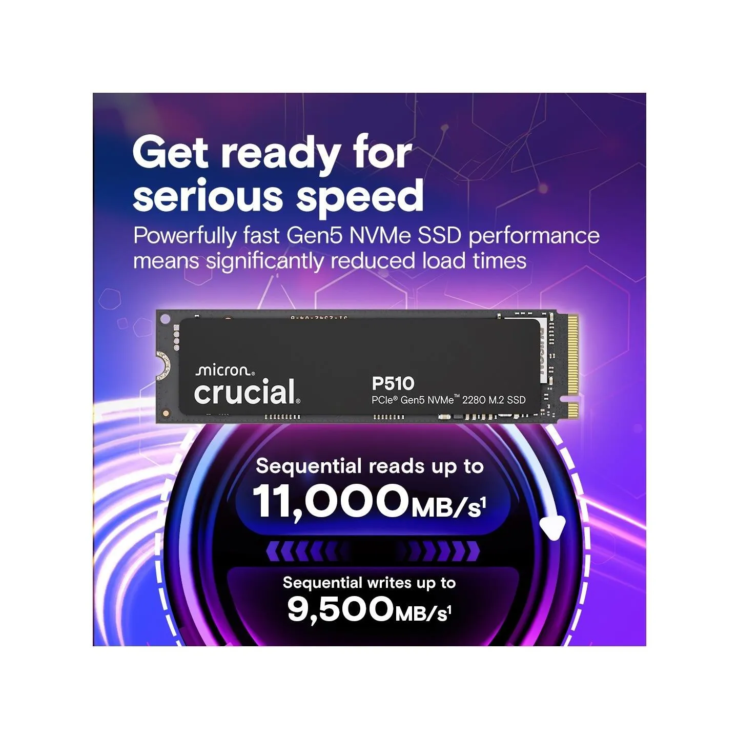 Crucial SSD|CRUCIAL|P510|2TB|M.2|PCIe Gen5|NVMe|TLC|Write speed 8700 MBytes/sec|Read speed 10000 MBytes/sec|TBW 1200 TB|CT2000P5