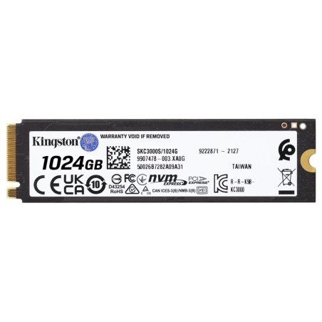 Kingston KC3000 1024GB SSD, M.2 2280, PCIe 4.0 NVMe, Read/Write 7000/6000MB/s, Random Read/Write: 900K/1000K IOPS