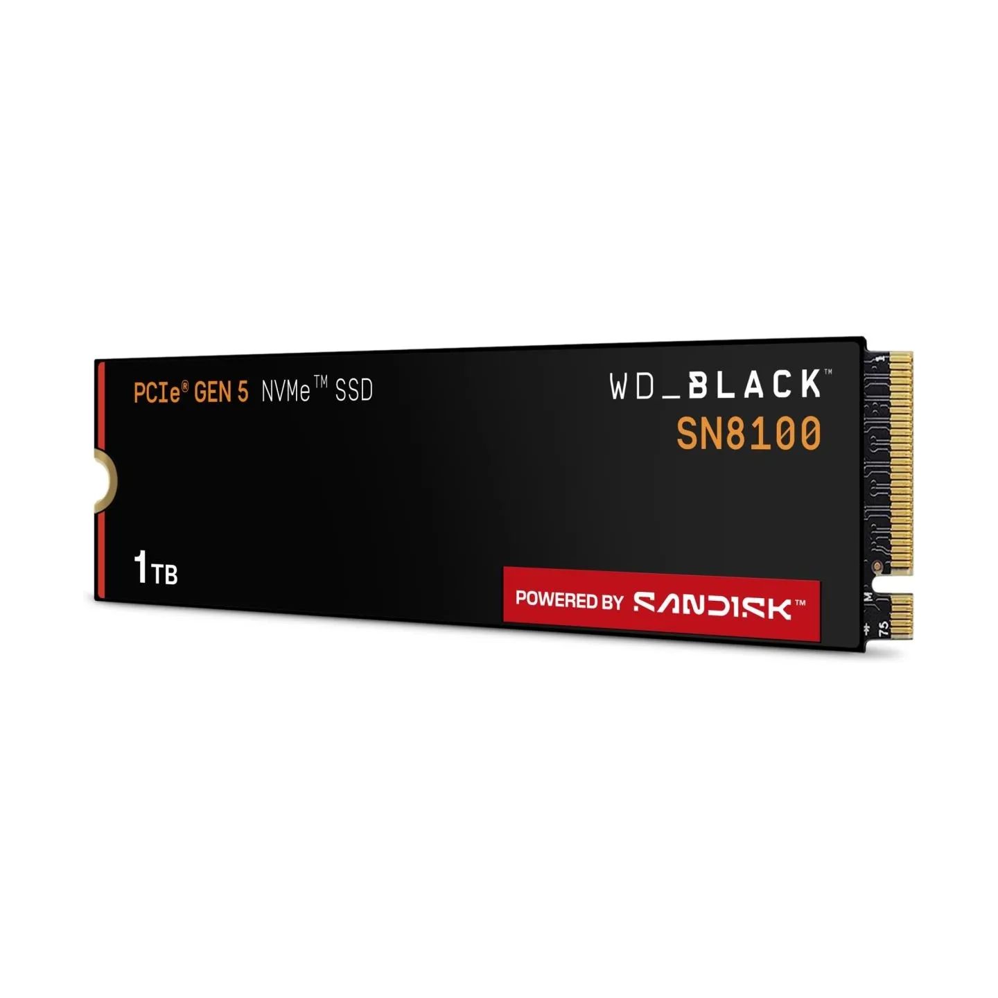 Sandisk SSD|SANDISK|2400xTBW rating|NVMe Yes|PCI Express 5.0|M.2|1000 GB|POWERED BY SANDISK|Black SN8100|WDS100T1X0M