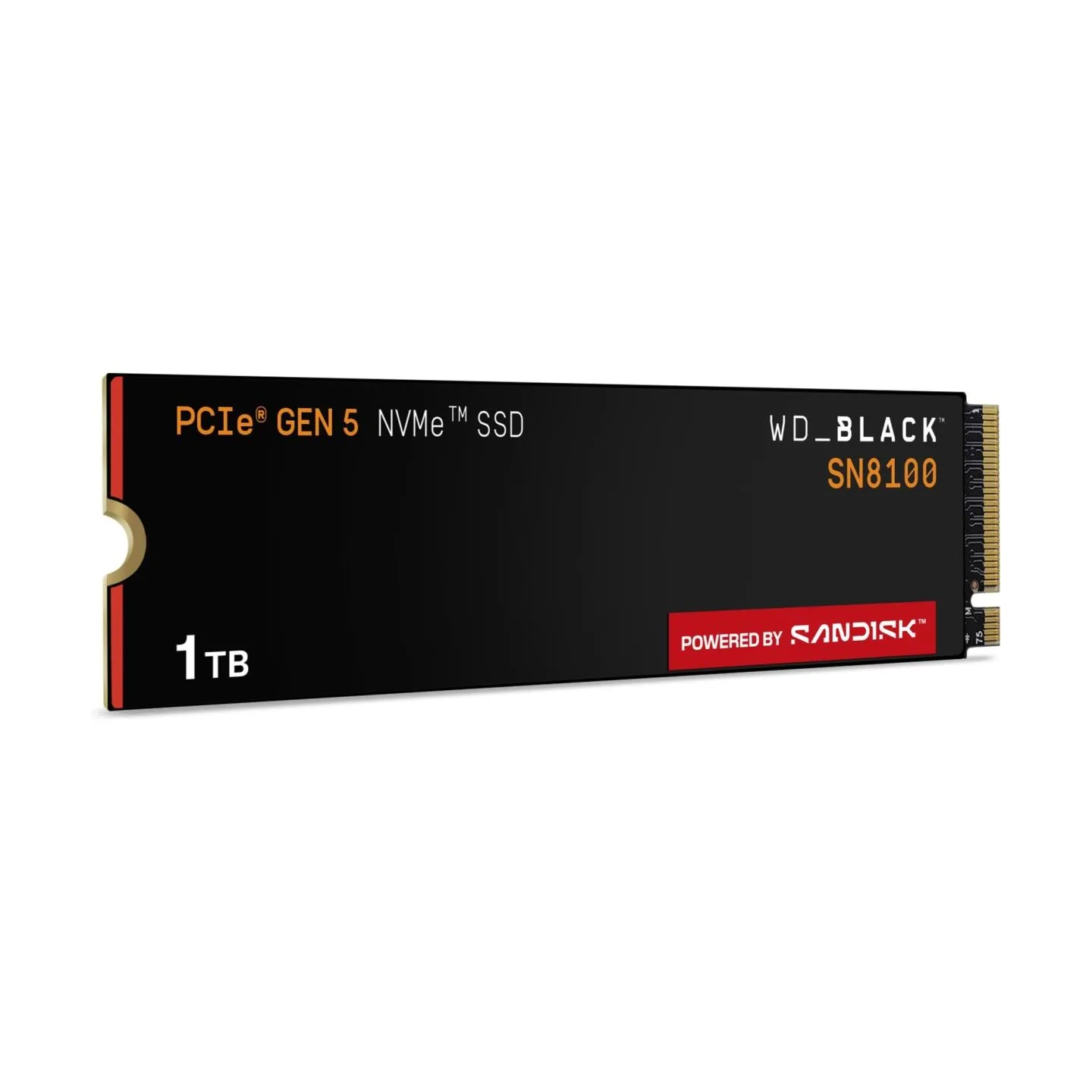Sandisk SSD|SANDISK|2400xTBW rating|NVMe Yes|PCI Express 5.0|M.2|1000 GB|POWERED BY SANDISK|Black SN8100|WDS100T1X0M