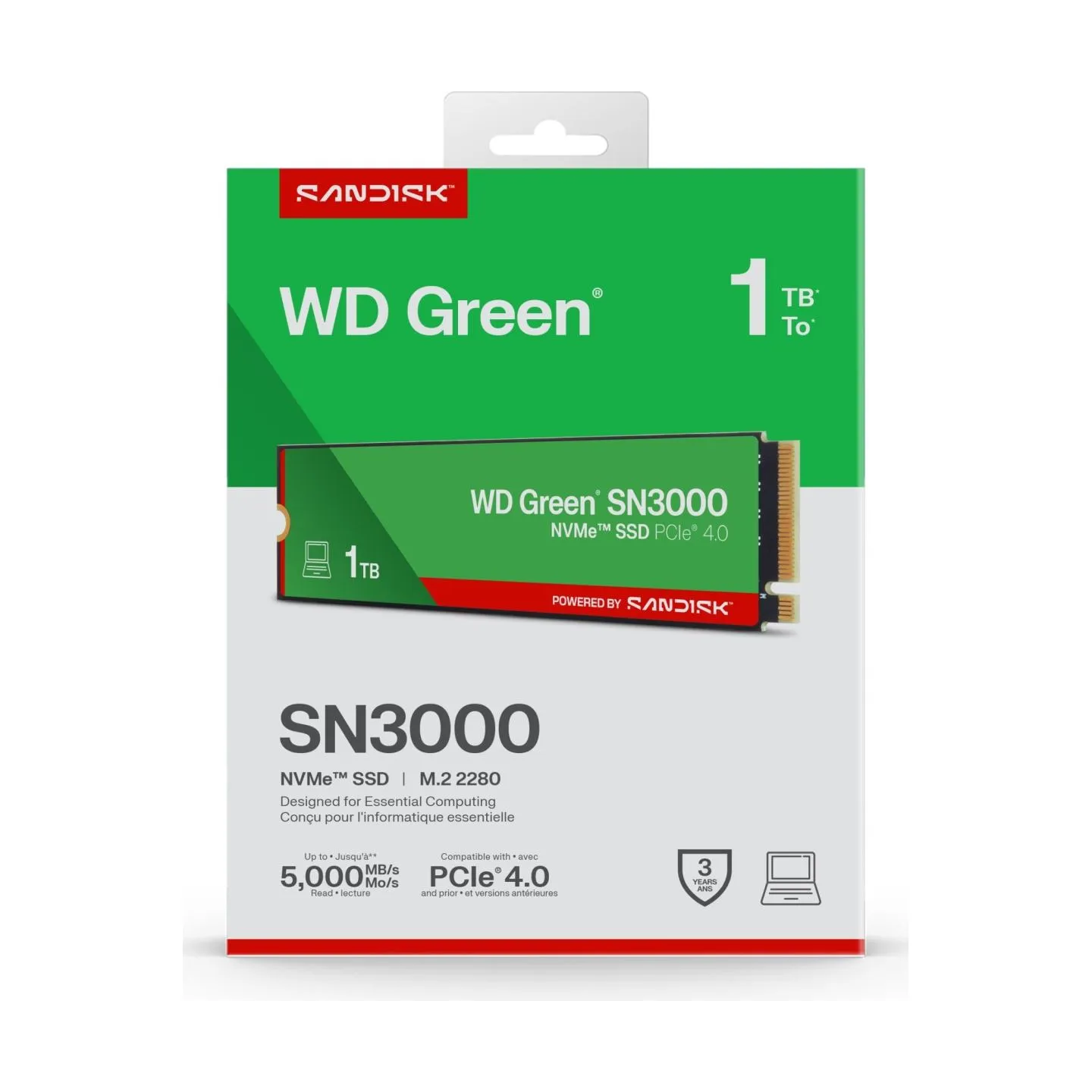 Sandisk SSD|SANDISK|150xTBW rating|MTBF 1.75 h|NVMe Yes|PCI Express 4.0|M.2|1000 GB|POWERED BY SANDISK|Green|WDS100T4G0E