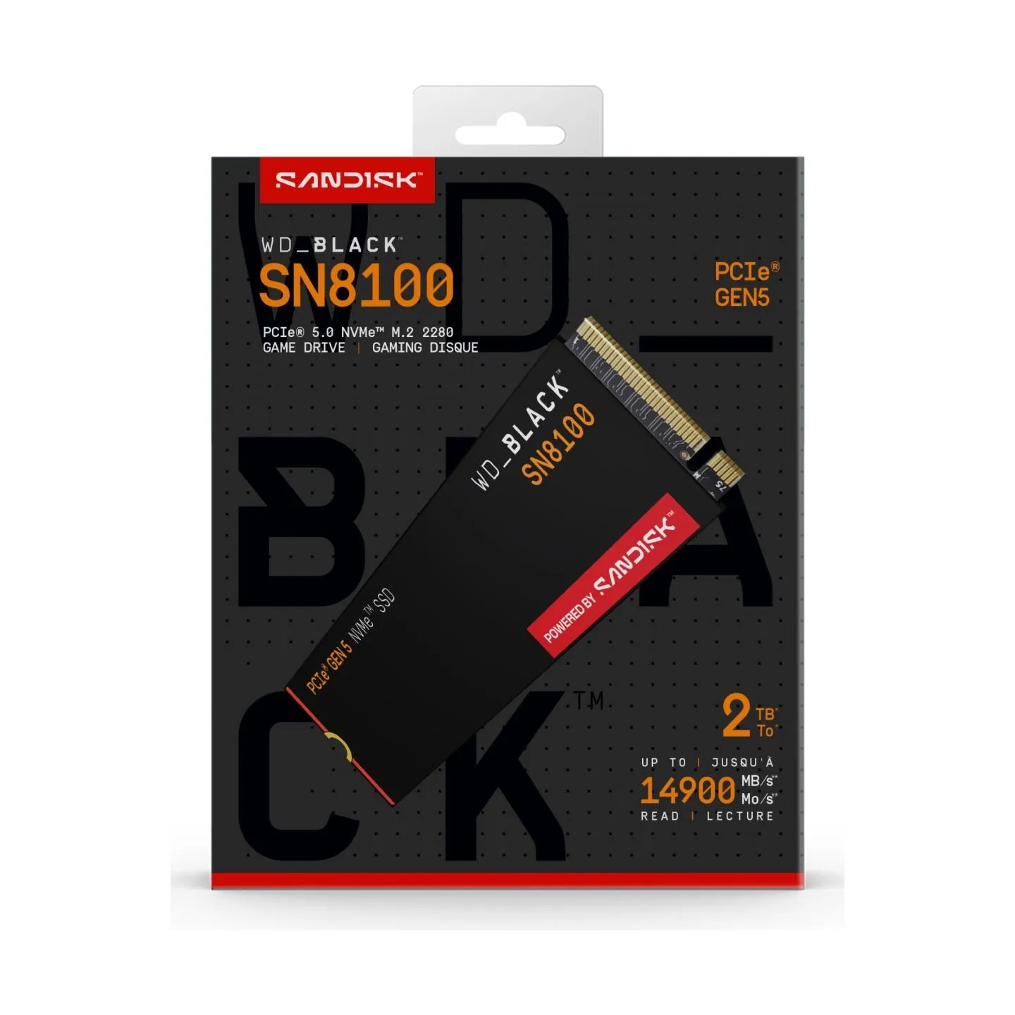 Sandisk SSD|SANDISK|2400xTBW rating|NVMe Yes|PCI Express 5.0|M.2|2000 GB|POWERED BY SANDISK|Black SN8100|WDS200T1X0M