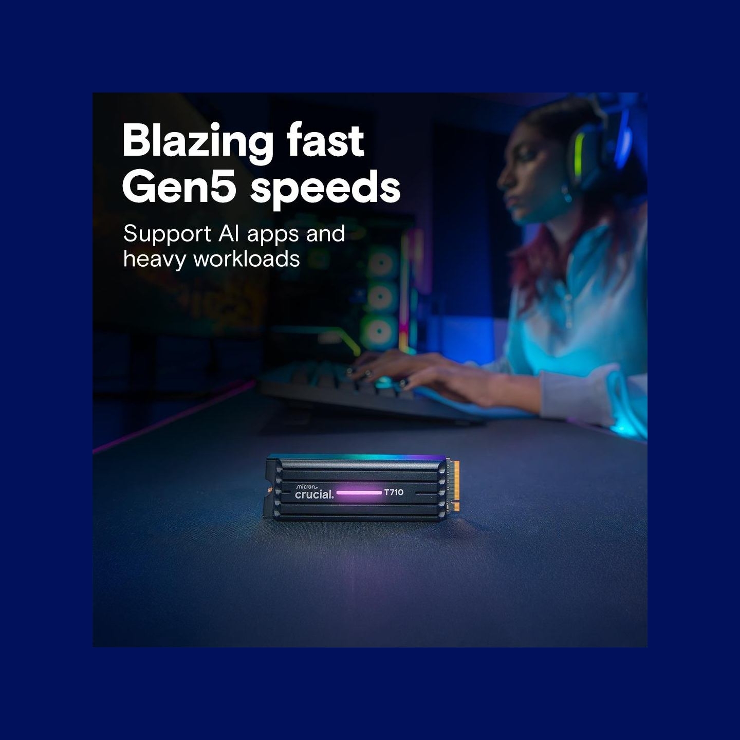 Crucial SSD|CRUCIAL|T710|4TB|M.2|PCIe Gen5|NVMe|Write speed 13800 MBytes/sec|Read speed 14900 MBytes/sec|TBW 2400 TB|CT4000T710S
