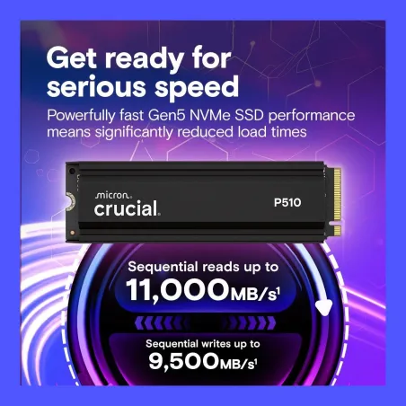 Crucial SSD|CRUCIAL|P510|2TB|M.2|PCIe Gen5|NVMe|TLC|Write speed 8700 MBytes/sec|Read speed 10000 MBytes/sec|TBW 1200 TB|CT2000P5