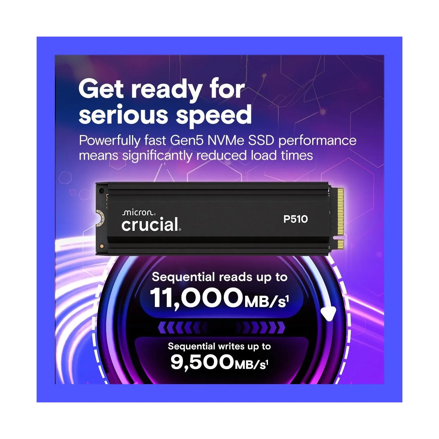 Crucial SSD|CRUCIAL|P510|2TB|M.2|PCIe Gen5|NVMe|TLC|Write speed 8700 MBytes/sec|Read speed 10000 MBytes/sec|TBW 1200 TB|CT2000P5