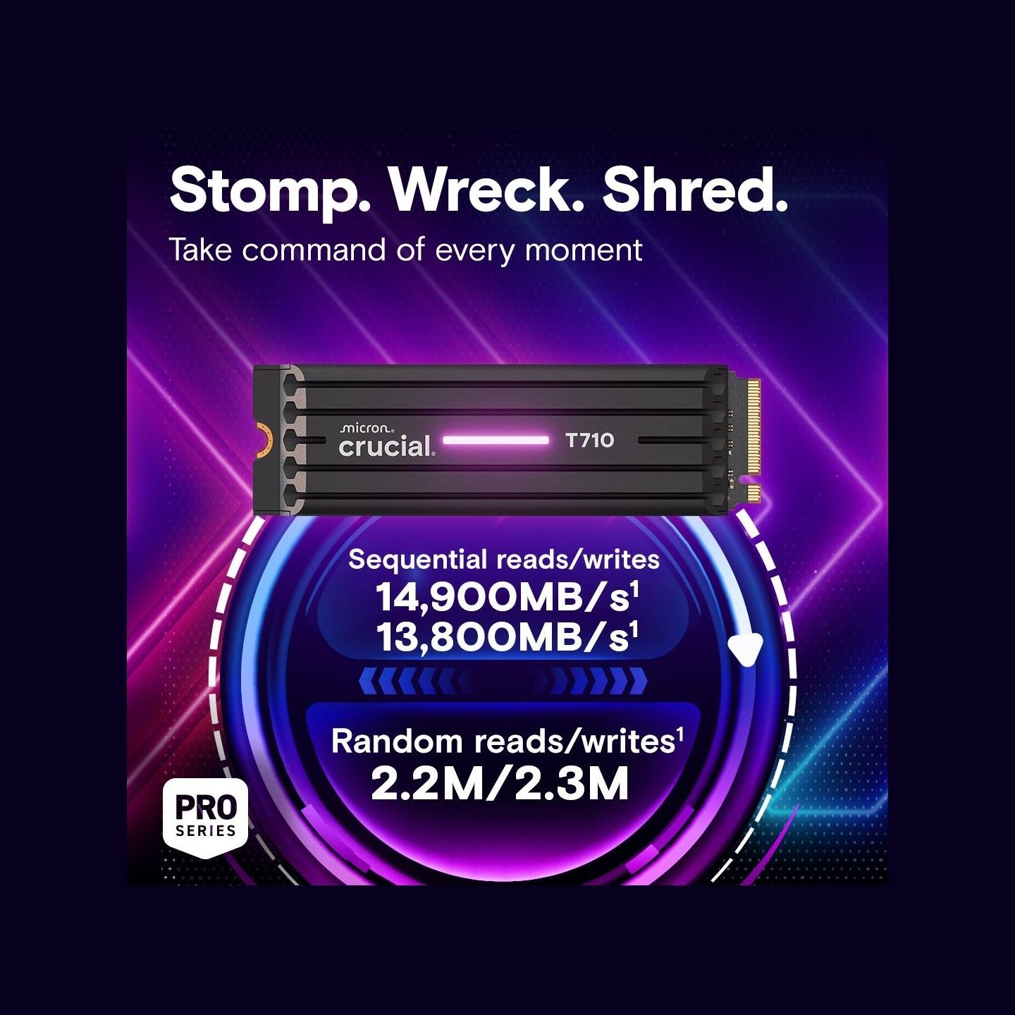 Crucial SSD|CRUCIAL|T710|2TB|M.2|PCIe Gen5|NVMe|Write speed 13800 MBytes/sec|Read speed 14500 MBytes/sec|TBW 1200 TB|CT2000T710S