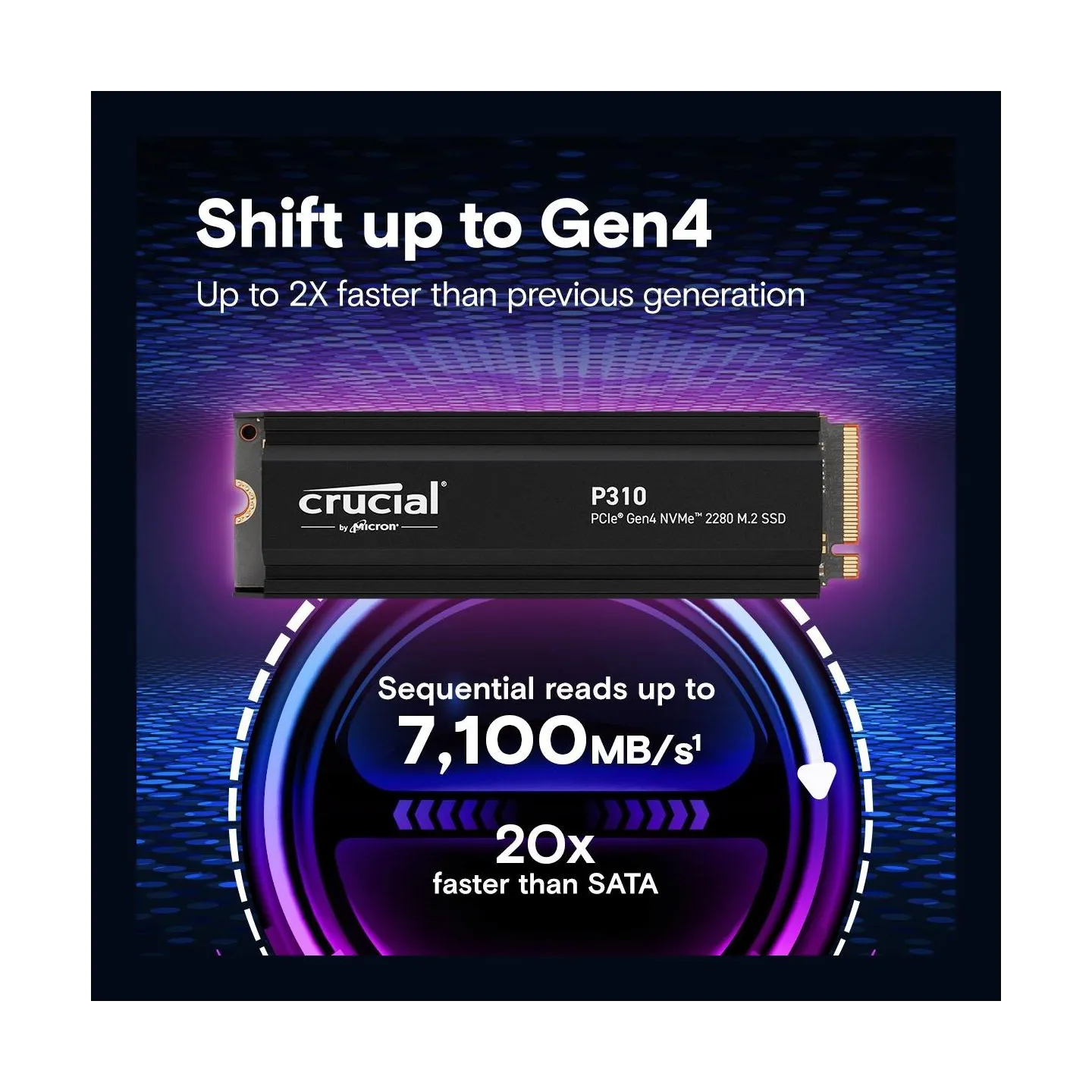Crucial SSD|CRUCIAL|800xTBW rating|Read speed 7100 MB/s|Write speed 6000 MB/s|NVMe Yes|PCI Express 4.0|M.2|4000 GB|CT4000P310SSD