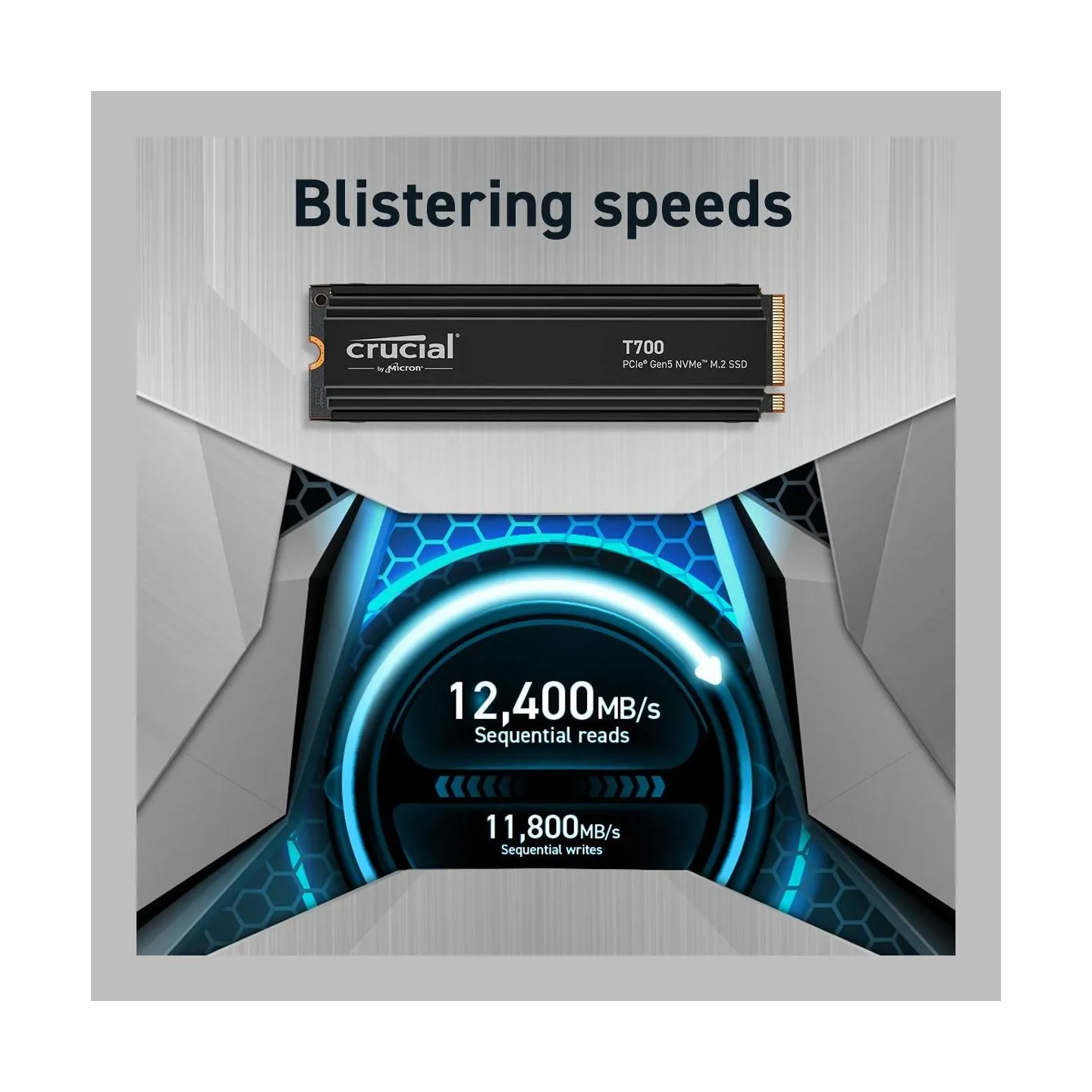 Crucial SSD|CRUCIAL|T700|4TB|M.2|PCIe Gen5|NVMe|TLC|Write speed 11800 MBytes/sec|Read speed 12400 MBytes/sec|TBW 2400 TB|CT4000T