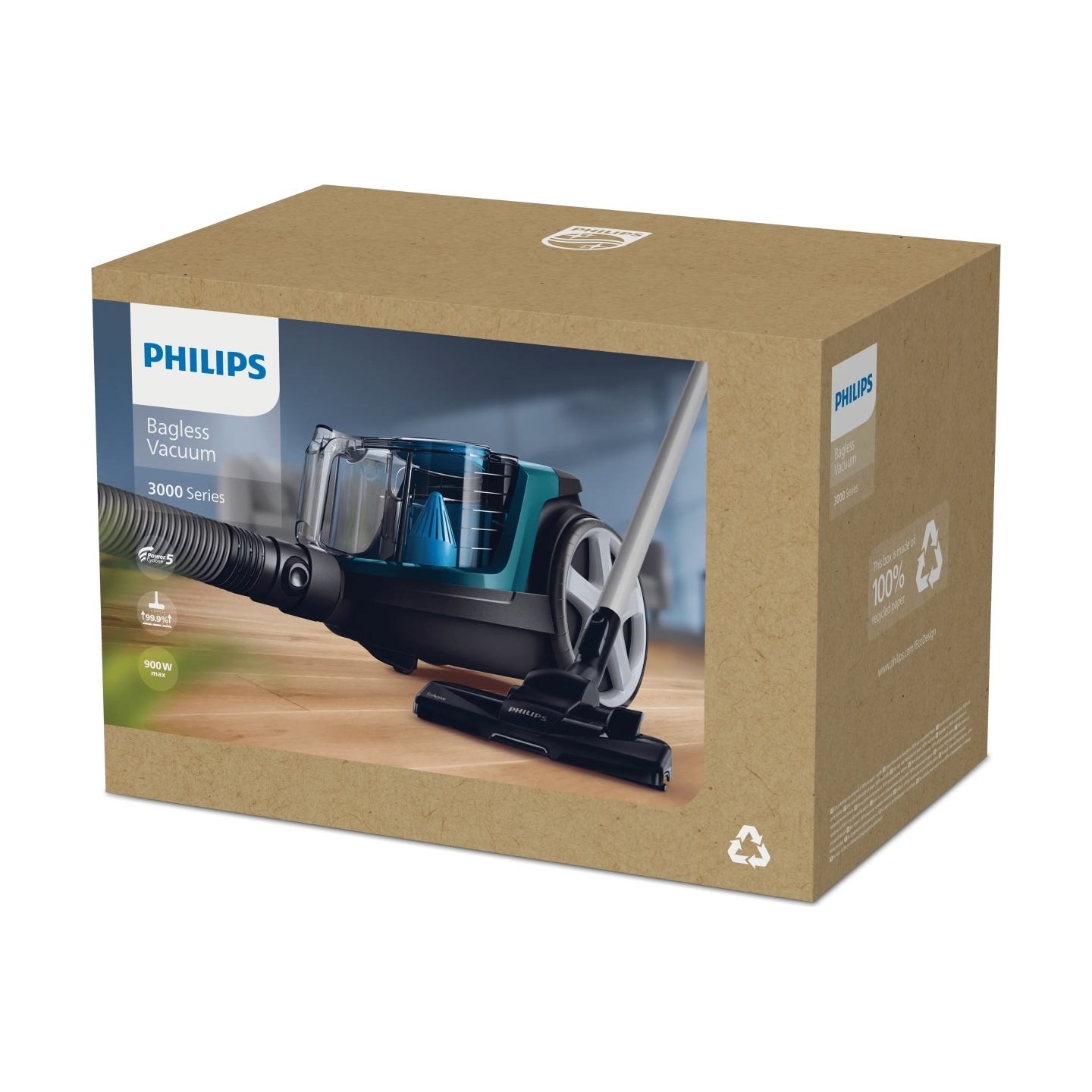 Philips PowerPro Compact Bagless FC9334/09 TriActive and Hard floors nozzle Allergy filter with PowerCyclone 5 Technology / FC93