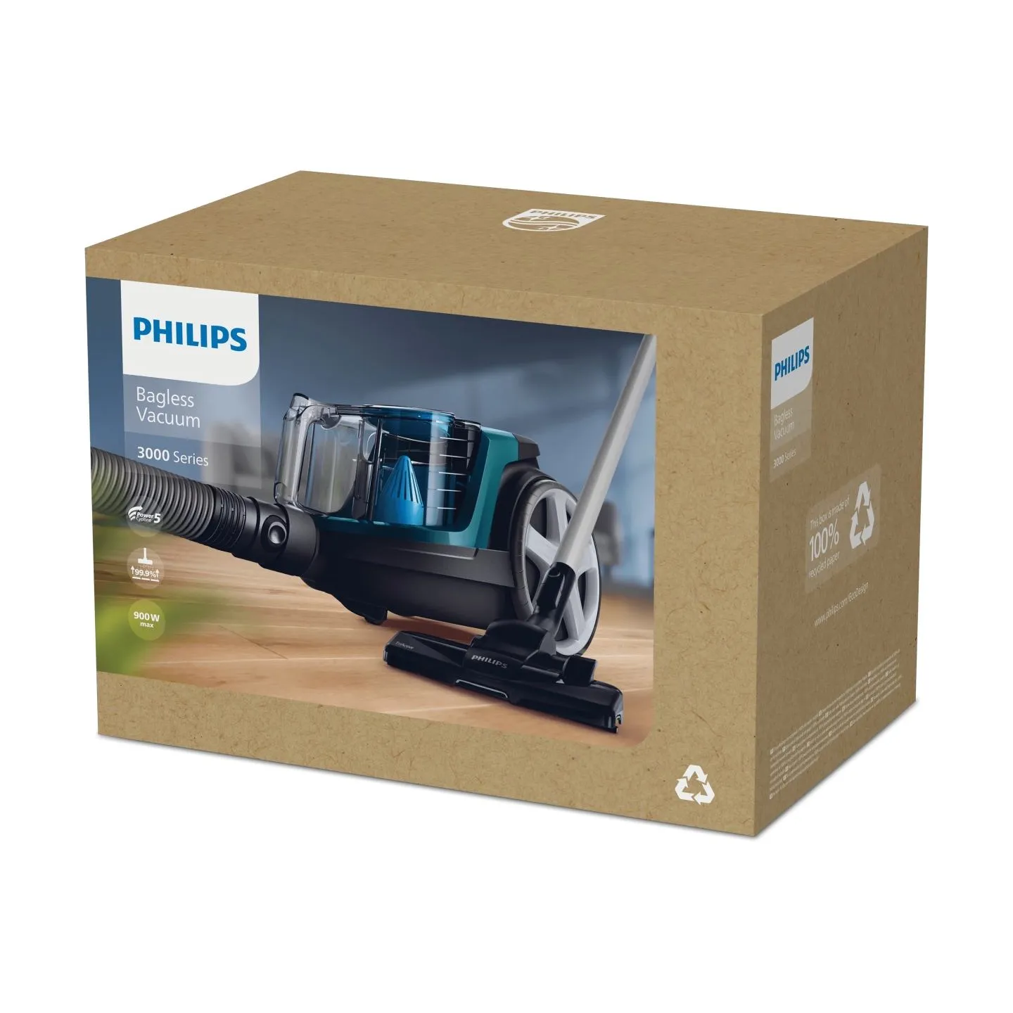 Philips PowerPro Compact Bagless FC9334/09 TriActive and Hard floors nozzle Allergy filter with PowerCyclone 5 Technology / FC93