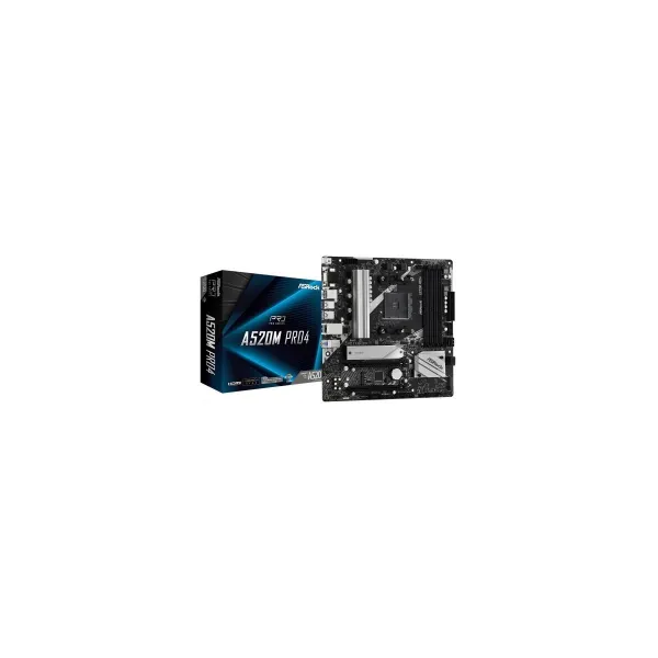Asrock Motherboard A520M Pro4 AM4 4DDR4 HDMI/DP/VGA M.2 mATX