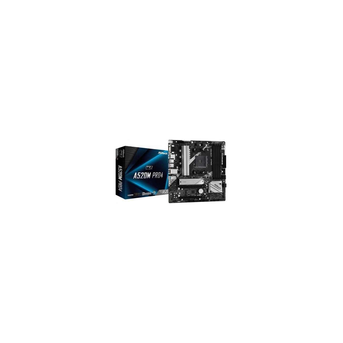 Asrock Motherboard A520M Pro4 AM4 4DDR4 HDMI/DP/VGA M.2 mATX