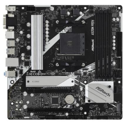 Asrock Motherboard A520M Pro4 AM4 4DDR4 HDMI/DP/VGA M.2 mATX