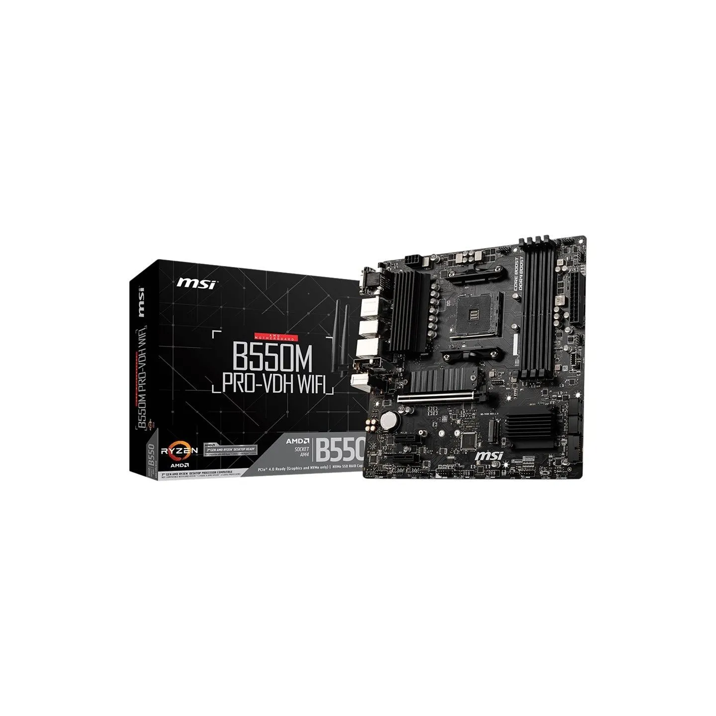 MSI | B550M PRO-VDH WIFI | Processor family AMD | Processor socket AM4 | DDR4 | Memory slots 4 | Chipset AMD B | Micro ATX