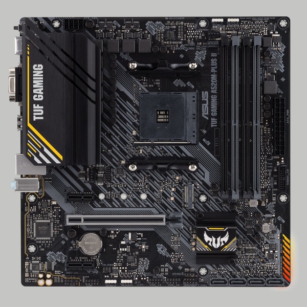 Asus | TUF GAMING A520M-PLUS II | Processor family AMD | Processor socket AM4 | DDR4 DIMM | Memory slots 4 | Supported hard disk